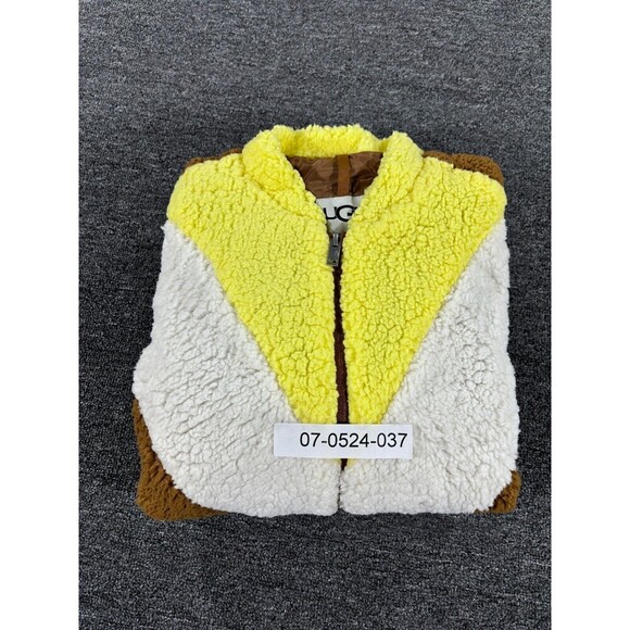 UGG Jacket Womens Large Brown Teddy Bear Sherpa Chevron Full Zip Annalise L - Picture 12 of 13